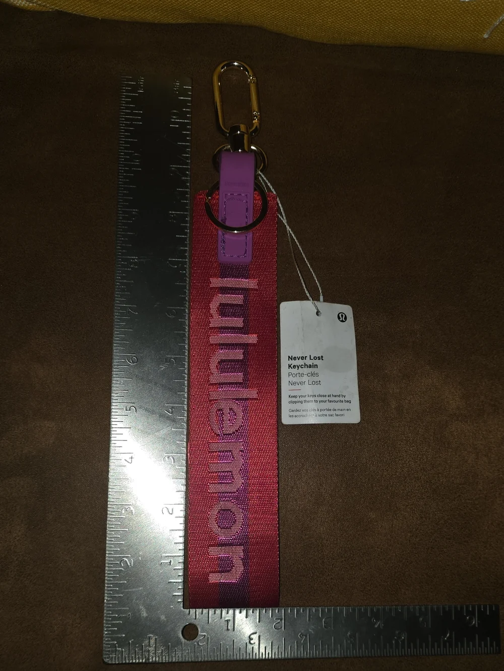lululemon athletica Red& Pink Never Lost Keychain Strap with Gold Hardware